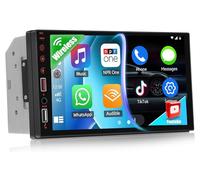 CAMECHO Double Din Car Stereo with Wireless Carplay Android Auto, 7" IPS Touchscreen Car Radio Support YouTube 2 Din Head Unit with Bluetooth Mirror Link FM EQ SWC/USB/AUX Digital Media Receiver