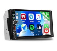 CAMECHO Double Din Car Stereo with Wireless Carplay Android Auto Online Youtube, 7 inch IPS Touch Screen Car Radio Bluetooth Hands-Free FM Radio EQ Color Backlight USB/Type-C/SD Input SWC