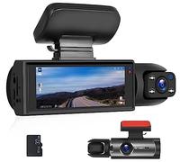 CAMECHO Dual Dash Cam 1080P Front and Inside Dash Camera for Cars 2 Channel Dashcam, 3.16" IPS Screen, IR Night Vision, Loop Recording, 24hr Parking Mode, Car Camera with 32GB TF Card Driving Recorder