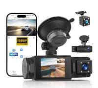 CAMECHO Front and Rear Dash Cam 1080P, 3 Channel Dash Cam for Cars, 2.0-Inch WiFi Car Camera DVR with Night Vision, Loop Recording, Motion Detection, Parking Assist for All Vehicles