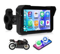 CAMECHO Motorcycle CarPlay Screen, Wireless CarPlay Android Auto, 5 Inch IP68 Waterproof Touchscreen, Portable Car Stereo for Motorbike, Dual Bluetooth, Wireless Car Play, Tire Pressure Detection