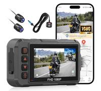 CAMECHO Motorcycle Dash Cam Front and Rear, 3.0" IP67 Waterproof Screen Motorbike Camera, Dual 1080P 120°+90° Wide Angle, GPS, Wired Remote Control, Loop Recording, Parking Mode, Supports 64GB Max