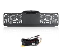 CAMECHO Reverse Backup Camera EU License Plate Frame Holder Car Parking Color Night Vision with 7 LED IP67 Waterproof Wide Angle AHD 1080P/720P/CVBS/PAL Rear View Camera for Cars Vans SUVs, 6m Cable