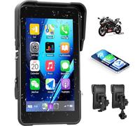 CAMECHO Vertical CarPlay Screen for Motorcycle, Removable Wireless Apple CarPlay Android Auto, 5" Touch Screen Portable Car Stereo for Motorbike IP68 Waterproof Bluetooth Trans Voice Control