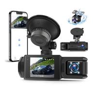 CAMECHO WiFi Dash Cam Front and Rear Inside, 3 Channel Dashcam for Cars, Dash Camera with Night Vision, G-Sensor, Loop Recording, 2” Display, Dirving Recorder, Dashboard Camera
