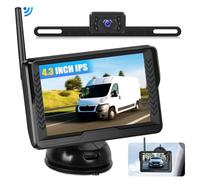 CAMECHO Wireless Reversing Camera Kit 4.3" IPS Reverse Camera Monitor AHD IP69 Waterproof Night Vision License Plate Rear View Camera for Cars RVs Pickups Vans Trucks Trailers Motorhomes Campers