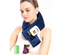 CAMECO 2-in-1 Cordless Neck Heating Pad & Massager for Pain Relief, 104℉-140℉ 5000mAh Battery Operated Heated Neck Massage Wrap for Women Men, Portable Cevical Heat Pad for Home Office Travel