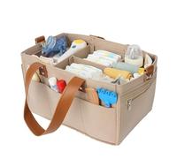 CAMEIRGOU Nappy Caddy, Felt Baby Diaper Caddy, Foldable Baby Diaper Caddy Organiser, Portable Changing Table Organiser, Nursery Storage Bin Basket With Compartments For Wipes, Bibs,Clothes And Toys