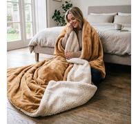 (Camel, 130x150 cm) Soft Sherpa Throw Blanket for Sofa Bed Warm Fleece