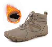 (camel, 44) Men's and Women's Winter Waterproof Non-Slip High-Top Snow Boots with Thick Velvet Lining and Five-Finger Design for Mountaineering.