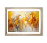 Camel Abstract Framed Wall Art Print, Ready to Hang Picture for Living Room Bedroom Home Office, Oak A2 (66 x 48 cm)