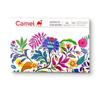 Camel Acrylic Paint, 24 Rich Shades (10ml each), Multi Surfaces, Vibrant and Lasting Colours, Suitable for Canvas, Wood, Fabric, Paper and Ceramics