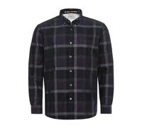 camel active Men's Checked Shirt in Broken Cotton Cord, Black, S