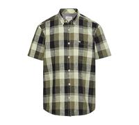 camel active Men's Herren Kariertes Kurzarmhemd aus Reiner Baumwolle Khaki, Menswear-l T-Shirt, L