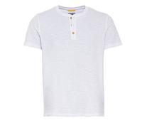 Camel Active Men's Henley T-Shirt Short Sleeve Button Placket White Solid 9T04