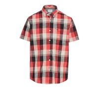 camel active Men's Herren Kariertes Kurzarmhemd aus Reiner Baumwolle Rot, Menswear-l T-Shirt, red, L
