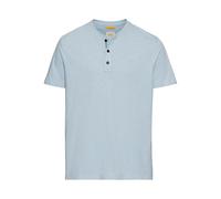 camel active Men's Herren Kurzarm Henley aus Organic Cotton Blau, Menswear-l Shirt, Blue, L