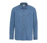 camel active Men's Herren Langarm Hemd mit Tonalem Minimalmuster Blau, Menswear-m Shirt, Blue, M