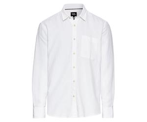 camel active Men's Long Sleeve Linen Shirt with Soft Wash Finish, White, XL