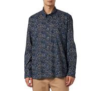 camel active Men's Long-Sleeved Shirt with All-Over Print, Blue, XL