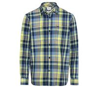 camel active Men's Pure Cotton Checked Shirt, blue/yellow, M