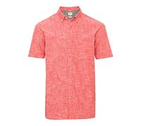 camel active Men's Herren Meliertes Kurzarmhemd aus Reiner Baumwolle Rot, Menswear-s Shirt, red, S