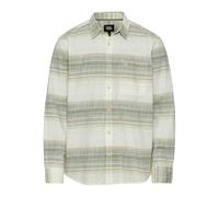 camel active Men's Herren Gestreiftes Hemd aus Reiner Baumwolle Grün, Menswear-3xl Shirt, Green, 3XL