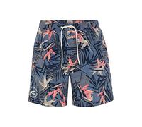 camel active Men's Quick Dry Beach Shorts with Leaf Print, Blue, XL