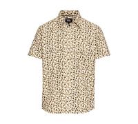 camel active Men's Short Sleeve Shirt with Textured Pattern, Beige, Menswear-M, Beige, M