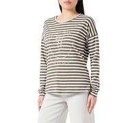 camel active Women's 309338/8t22 Sweater, White/Grey Olive Str, L