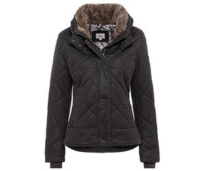 camel active Women's Blouson with Stand-Up Collar in Vintage Look, black, 42