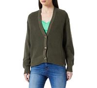camel active Women's Boxy Cardigan in Knitted Quality Sweater, Olive, L