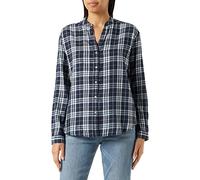 camel active Women's Checked Blouse with Crew Neck, Blue, M