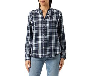 camel active Women's Checked Blouse with Crew Neck, Blue, M