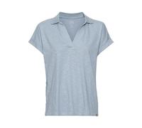 camel active Women's Damen T-Shirt mit Polokragen aus Organic Cotton Blau-grau, Womenswear-m, Black/Grey, M