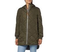 camel active Women's long quilted coat with diamond quilting coat, dark green, XS/S