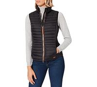 camel active Women's Short Lightweight Quilted Vest with Elastic Cuffs, Black, 12