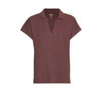 camel active Women's Short Sleeve Shirt with Polo Collar, Dark Brown, M