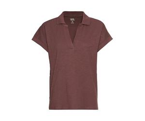 camel active Women's Short Sleeve Shirt with Polo Collar, Dark Brown, M
