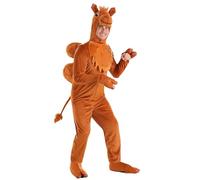 Camel Adult Costume | Animal Jumpsuit with Attached Hand Covers and Humps, Sculpted Headpiece, and Shoe Covers