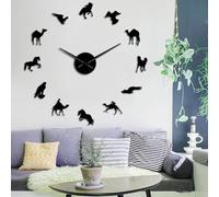 Camel Arabian Horse Peregrine Falcon Mixed Designs DIY Giant Wall Clocks Dessert Animals Wall Art Silent Frameless Wall Watch(Black,27inch)