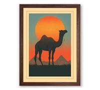 Camel at Sunset Vintage Framed Wall Art Print A3 (42×29.7cm) Walnut, Wall Decor for Living Room, Bedroom, Office & Home, Ready to Hang, Art Gift