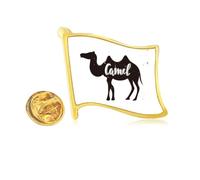 Camel Black And White Animal Golden Metal Flag Lapel Pin Badge