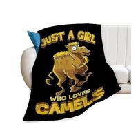 Camel Blanket Super Cozy Soft Funny Camel Throw Blanket Warm Plush Fluffy Just a Girl Who Loves Camels Lightweight Fleece Flannel Gifts Blankets for Kids Adults 60"x50"