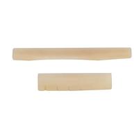 Camel Bone Guitar Nut and Saddle Set, Replacement for 6 String Folk Guitars, Smooth Natural Bone Bridge Components with Precision Fit for Acoustic Guitar Repair (Original Color)