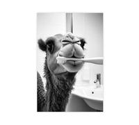 Camel Brushing Teeth_ Funny Bathroom Wall Art_ Cute Laundry Room Decor_ Animals in Bathroom_ Retro Camel Humor Print_ Ai Art-1_3