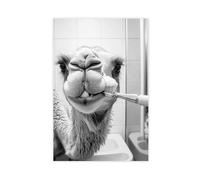 Camel Brushing Teeth_ Funny Bathroom Wall Art_ Cute Laundry Room Decor_ Animals in Bathroom_ Retro Camel Humor Print_ Ai Art-1_4