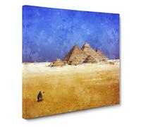 Camel by the Pyramids of Giza Canvas Print | Gallery Wrapped 30mm Frame Wall Art | 14x14 inches | Ready to Hang | Abstract Animal Picture | Living Room Bedroom Lounge Office