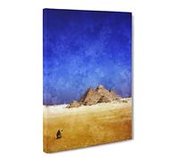 Camel By The Pyramids Of Giza Canvas Print | Gallery Wrapped 30mm Frame Wall Art | 20x14 inches | Ready to Hang | Modern Animal Picture | Living Room Bedroom Lounge Office