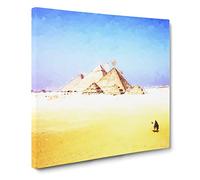 Camel by the Pyramids of Giza in Abstract Modern Canvas Wall Art Print Ready to Hang, Framed Picture for Living Room Bedroom Home Office Décor, 20x20 Inch (50x50 cm)
